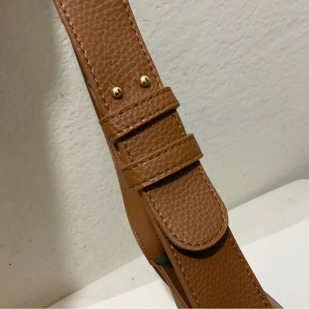 Anthropologie Remi And Reid Vegan Leather  Brown  Crossbody Bag top zip